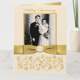 Cartão de Assinatura de Convidado de Foto do 50º A