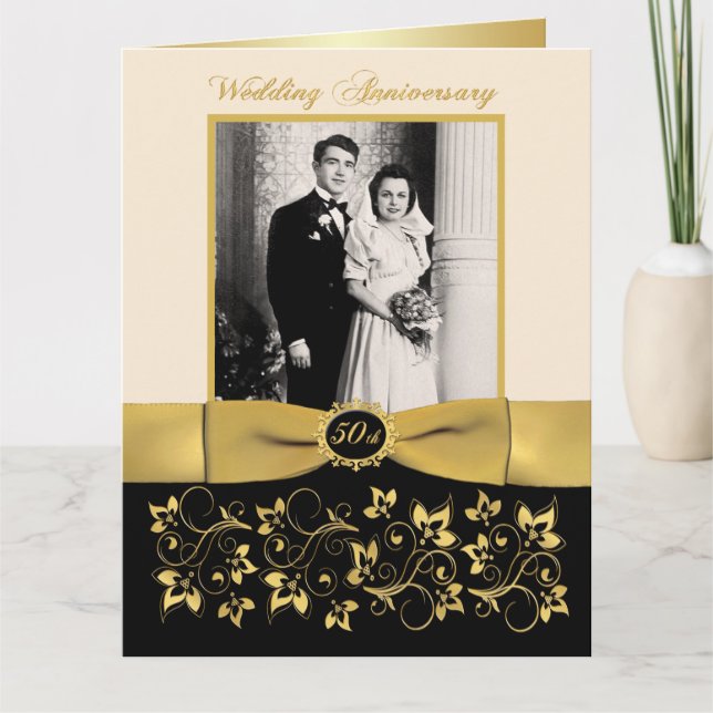 Cartão de Assinatura de Convidado de Foto do 50º A (Frente)