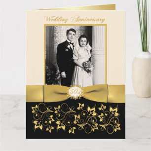 Cartão de Assinatura de Foto de Aniversário de 50 