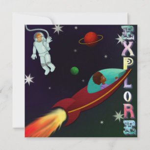 Cartão de astronautas espaciais fofos
