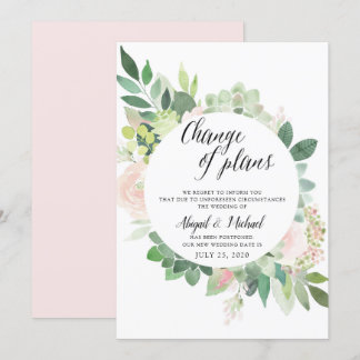 Cartão de Atualização de Casamento Adiado com Flor