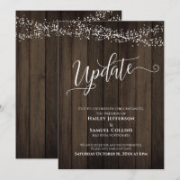 Cartão de Atualização de Casamento Rústico para Ma