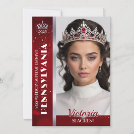 Cartão de Autógrafo de Concurso de Beleza Red Glam