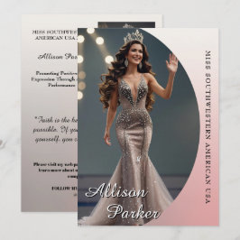 Cartão de Autógrafo de Concurso Pink Ombre Pageant