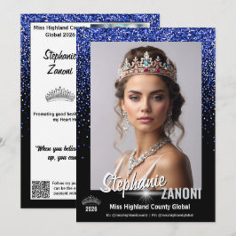 Cartão de Autógrafo de Concurso Royal Blue com QR