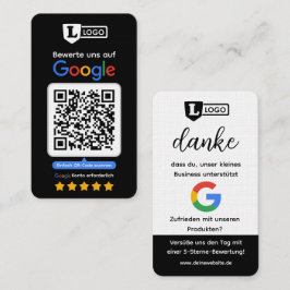 Cartão de avaliação do Google com cartão de visita