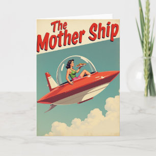 Cartão de Aventura da Nave Mãe Retro