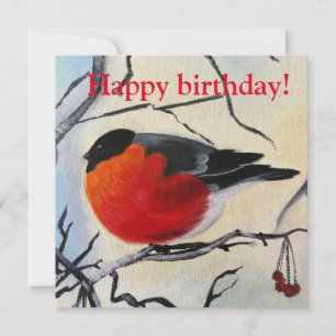 Cartão de aves de inverno para o aniversário
