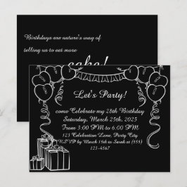 Cartão de Aviso de Aniversário de Contorno Simples