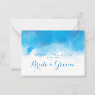 Cartão de Aviso de Casamento Blue Watercolor