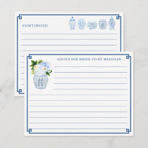 Cartão de Aviso de Casamento Branco e Azul Chinoi