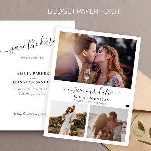 Cartão de aviso de casamento com 3 fotos moderno e