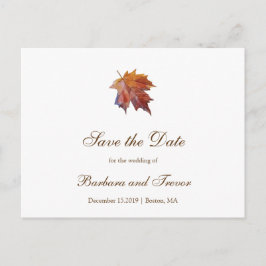 Cartão de aviso de casamento com folha caindo em a