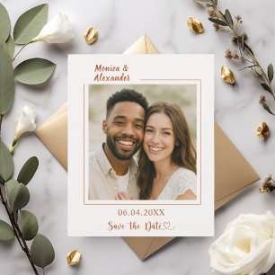 Cartão de aviso de casamento com foto em terracota