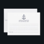 Cartão de Aviso de Casamento de Âncora Azul Marinh<br><div class="desc">Adicione um toque de na moda ao seu casamento náutico com este clássico aviso de casamento e cartão de desejos de âncora azul marinho. Projetado com uma ilustração de âncora azul marinho, ele apresenta noiva personalizada e monograma de noiva, texto personalizado em uma fonte azul marinho em um fundo branco....</div>