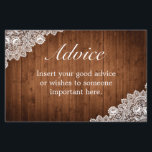 Cartão de Aviso de Casamento de Madeira Rústica e<br><div class="desc">Cartão de conselho de casamento. Estilo russo com fundo de madeira e decor de renda branca. Há mais itens disponíveis neste estilo na nossa loja. Você pode editar a design,  alterar cores,  fontes e adicionar texto extra clicando no link "personalizar mais".</div>