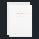 Cartão de Aviso de Casamento de Script Dourado Mod<br><div class="desc">Este cartão de casamento de guião dourado moderno é perfeito para um casamento minimalista e pode ser usado para qualquer evento. O simples design de cor amarela apresenta uma tipografia industrial única, com estilo boho moderno. Personalizável em qualquer cor. Mantenha o design mínimo e elegante, como está, ou personalize-o adicionando...</div>