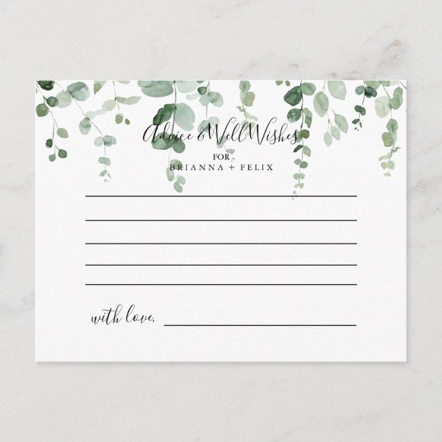 Cartão de Aviso de Casamento Eucalyptus Minimalist (Frente)