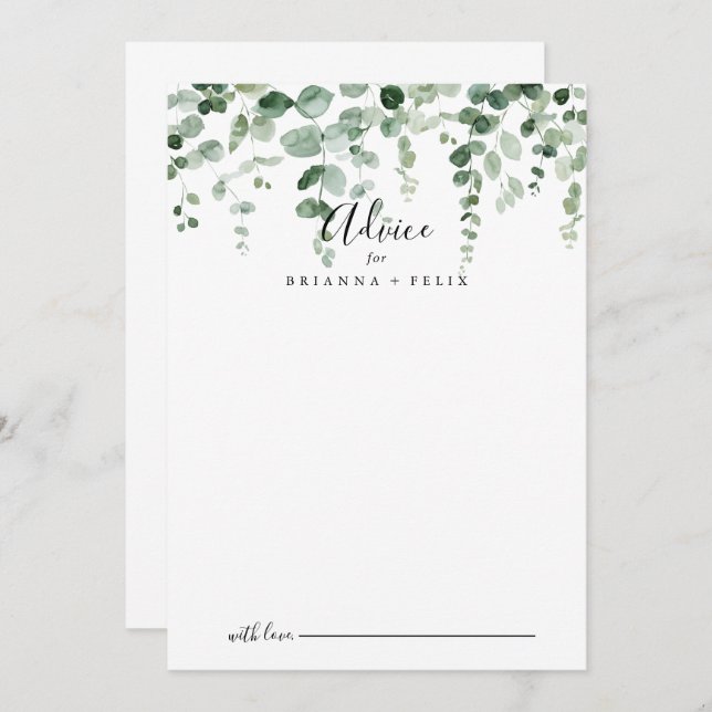 Cartão de Aviso de Casamento Eucalyptus Minimalist (Frente/Verso)