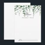 Cartão de Aviso de Casamento Eucalyptus Minimalist<br><div class="desc">Este cartão de conselho de casamento de eucalipto minimalista elegante é perfeito para um casamento moderno. A design apresenta galhos e folhas botânicas elegantes e desenhadas a aquarela e desenhadas à mão. Estas cartas são perfeitas para um casamento, chá de panela, chá de fraldas, festa de formatura e muito mais....</div>