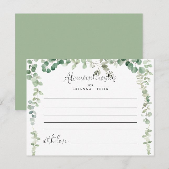 Cartão de Aviso de Casamento Eucalyptus Verde Mini (Frente/Verso)