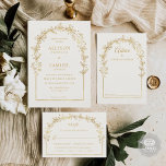Cartão de Aviso de Casamento Floral Dourado Branco<br><div class="desc">Cartões de Conselhos de Casamento Personalizados - Mensagens Sensíveis de Cereja dos Convidados Torne seu dia de casamento ainda mais especial com nossos cartões de conselhos de casamento personalizados! Estes cartões de chá de panela, maravilhosamente projetados, permitem que os hóspedes compartilhem suas melhores dicas de casamento, desejos sinceros e mensagens...</div>