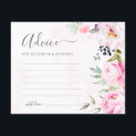 Cartão de Aviso de Casamento Floral Pink Peony Wat<br><div class="desc">Crie uma manutenção duradoura com estes bonitos e cor-de-rosa cartões de conselho de casamento sobre temas florais. Deixem os vossos convidados partilharem a sua sensatez sabedoria e os vossos votos de um casamento feliz. Estes cartões encantadores são perfeitos para qualquer casal planejando um casamento de primavera ou verão. Eles são...</div>