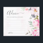 Cartão de Aviso de Casamento Floral Pink Peony Wat<br><div class="desc">Crie uma manutenção duradoura com estes bonitos e cor-de-rosa cartões de conselho de casamento sobre temas florais. Deixem os vossos convidados partilharem a sua sensatez sabedoria e os vossos votos de um casamento feliz. Estes cartões encantadores são perfeitos para qualquer casal planejando um casamento de primavera ou verão. Eles são...</div>