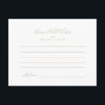 Cartão de Aviso de Casamento Minimalista Dourado<br><div class="desc">Este cartão de conselho minimalista de ouro é perfeito para um casamento moderno. A design apresenta uma bela fonte em ouro. Estas cartas são perfeitas para um casamento, chá de panela, chá de fraldas, festa de formatura e muito mais. Personalize as cartas com os nomes da noiva e do noivo,...</div>