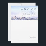 Cartão de Aviso de Casamento Sunset da Montanha de<br><div class="desc">Este cartão de conselho de casamento do Winter Mountain Sunset é exatamente o que você tem procurado para completar seu simples casamento rústico. Projetado com uma aquarela cor rosa e azul pastel que se mistura lindamente com marinhos e realces esbranquiçados que capturam perfeitamente um pôr do sol da noite na...</div>