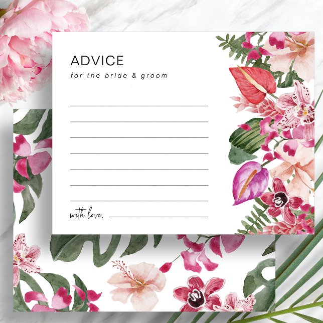 Cartão de Aviso de Casamento Tropical Colorida (Colorful Tropical Floral Wedding Advice Card by Painted Paperie
)