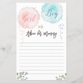 Cartão de Aviso de Chá de fraldas para Balões