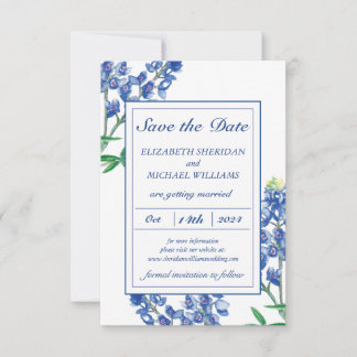 Cartão de aviso de data 3,5" x 5" Bluebonnet