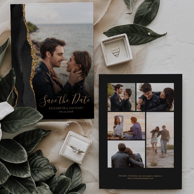 Cartão de aviso de data de casamento com ágata dou (Criador carregado)