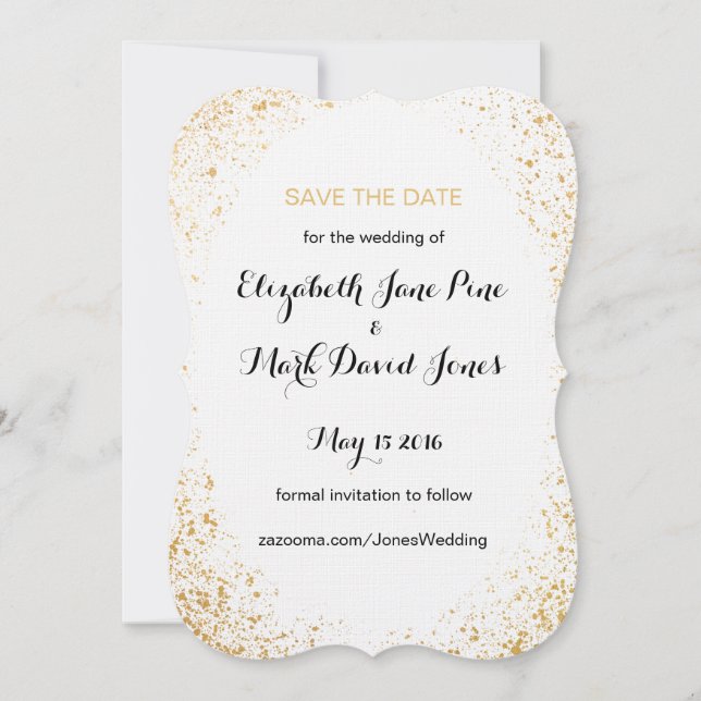 cartão de aviso de data de casamento 'Gold Leaf Sp (Frente)