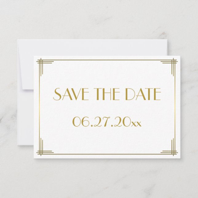 Cartão de aviso de data de casamento Tiny Gatsby G (Frente)