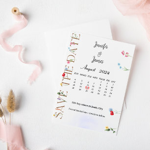 Cartão de aviso de data de casamento Wildflower