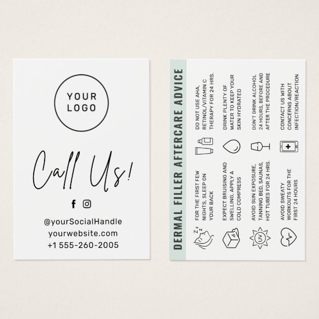 Cartão de Aviso de Preenchedor de Derrame de Logot (Frente & Verso)