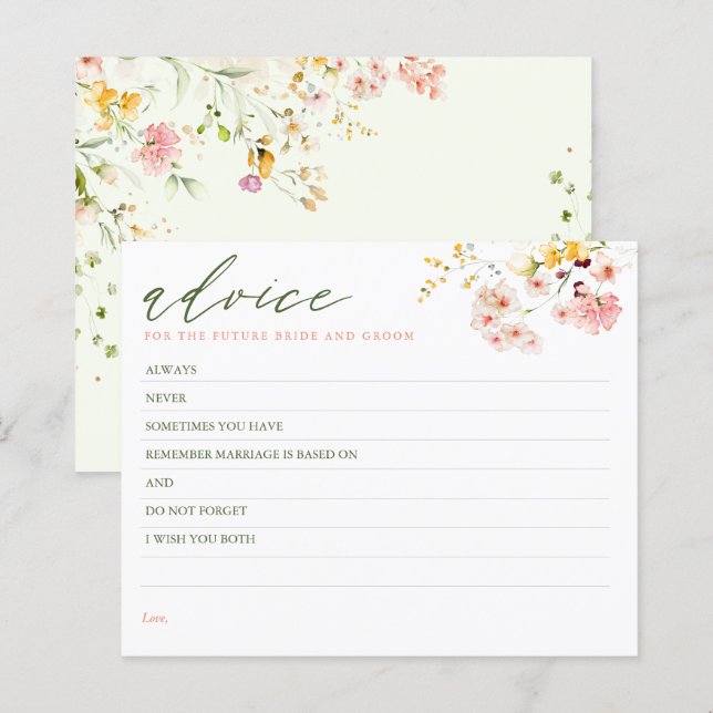 Cartão de Aviso Elegante para Flores Selvagens (Frente/Verso)