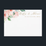 Cartão de Aviso Floral Cor de Água Rosa e Dourada<br><div class="desc">Este lindo cartão floral apresenta flores de aquarela e seu texto personalizado. Use a modelo para preencher suas informações. O recurso "Personalizar mais" pode ser usado para alterar a fonte (tamanho,  estilo,  cor) e adicionar mais linhas de texto,  alterar o layout e adicionar texto ao verso.</div>