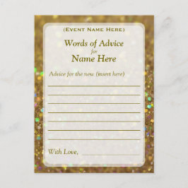 Cartão de Aviso | Glitter Dourado