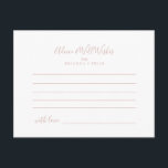 Cartão de Aviso Minimalista de Casamento rosa Dour<br><div class="desc">Este cartão de conselho minimalista de ouro rosa é perfeito para um casamento moderno. O design apresenta uma bela fonte em rosa dourado. Estas cartas são perfeitas para um casamento, chá de panela, chá de fraldas, festa de formatura e muito mais. Personalize as cartas com os nomes da noiva e...</div>