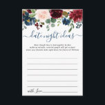 Cartão de Aviso Noite de Data de Chá de panela Bur<br><div class="desc">Cartão de Aviso Noite de Data de Chá de panela Floral Azul Blush Marinho Burgundy.</div>