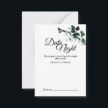 Cartão de Aviso Noturno de Data de Casamento Botân<br><div class="desc">Este cartão noturno de dia de casamento Botânico Neutral fornece um paladar de planta simples e rústico para coordenar com qualquer tema de casamento tradicional. O mínimo verde, com sombras escuras e cinzas de elegantes folhas verdes de eucalipto e folhagem de plantas, ao lado da caligrafia casual clássica, abre uma...</div>