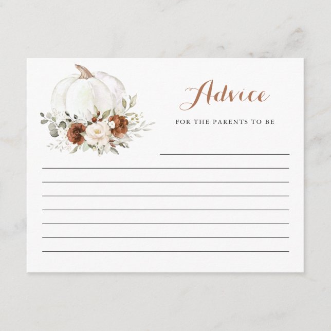 Cartão de Aviso para Chá de fraldas de Pumpkin Flo (Frente)