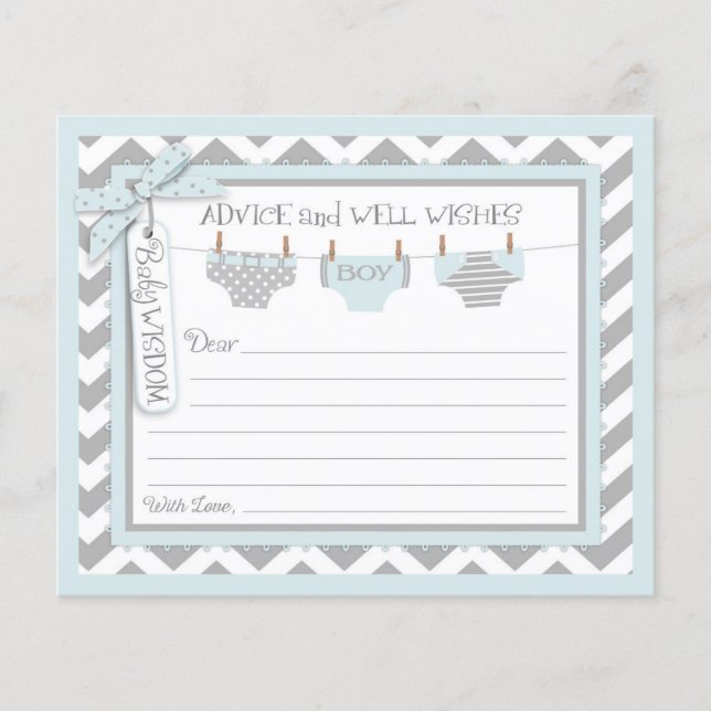 Cartão de Aviso para Fraldas Chevron Boy (Frente)