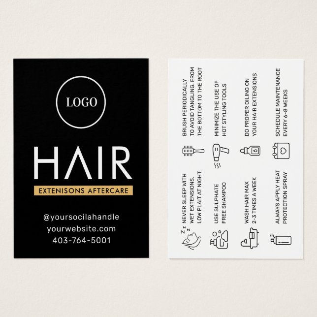 Cartão de Aviso sobre Extensões de Cabelo Moderno (Frente & Verso)