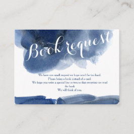 Cartão de babyshower de solicitação de livro azul-