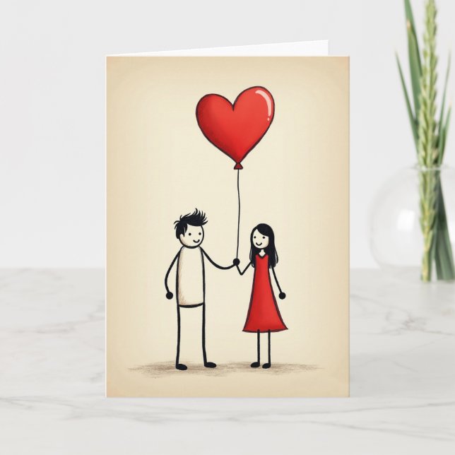Cartão de Balão de Amor Romântico (Frente)
