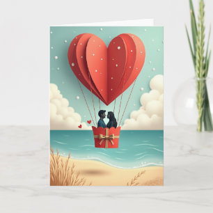 Cartão de Balão de Ar Quente Amor no Ar